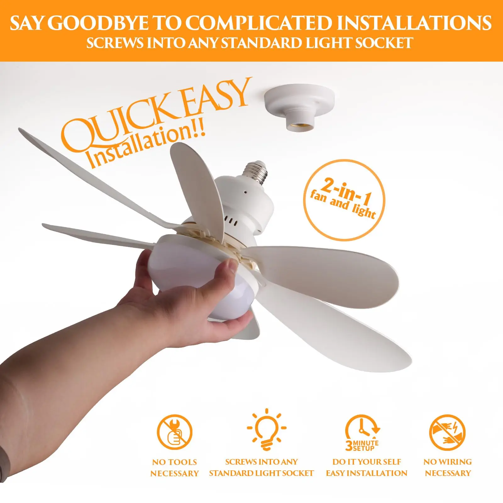 Eficaz Ventilador de Techo 40W con Control Remoto