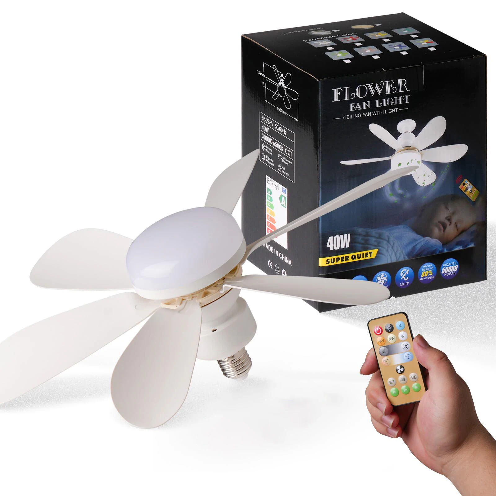 Eficaz Ventilador de Techo 40W con Control Remoto