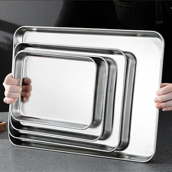 Bandejas rectangulares de cocina de acero inoxidable