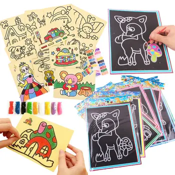 Tarjetas de pintura de arena aprendizaje educativo y creativos