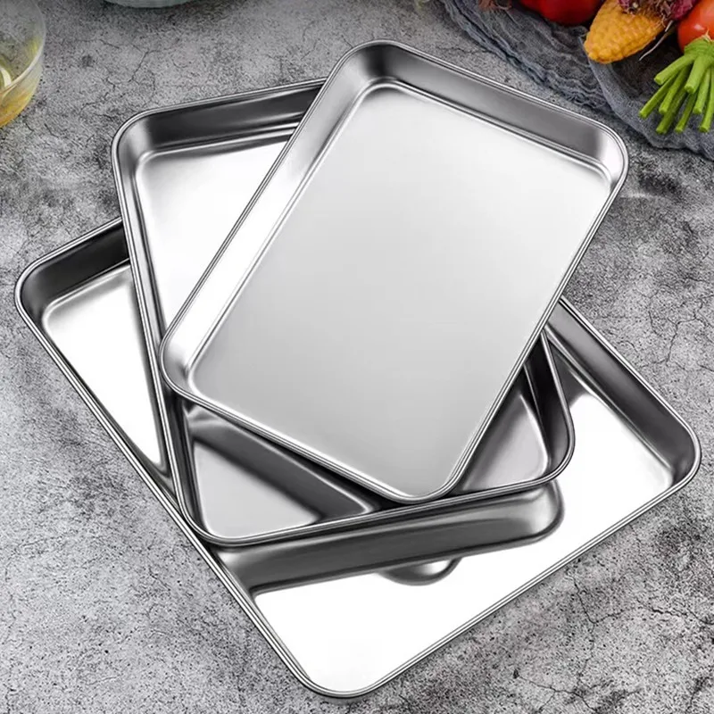 Bandejas rectangulares de cocina de acero inoxidable