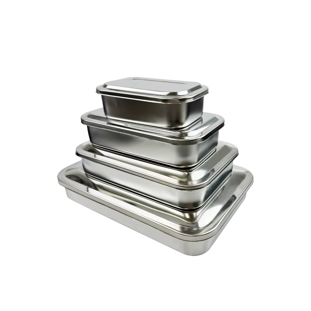 Bandeja Dental con tapa, caja de desinfección de acero inoxidable