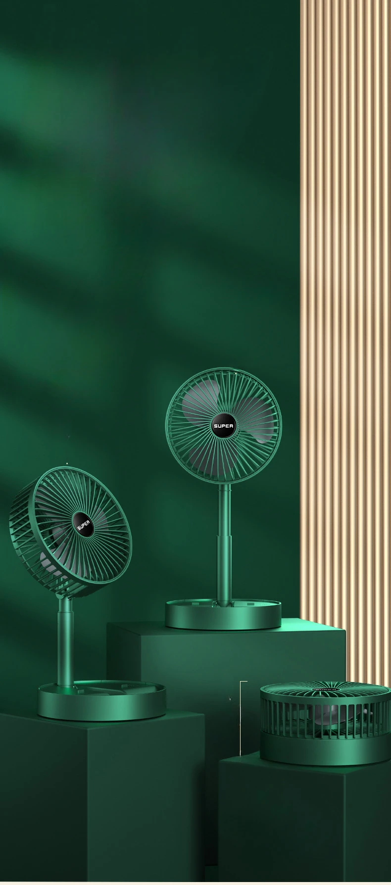 Notable Ventilador De Pie Telescópico Portátil Plegable