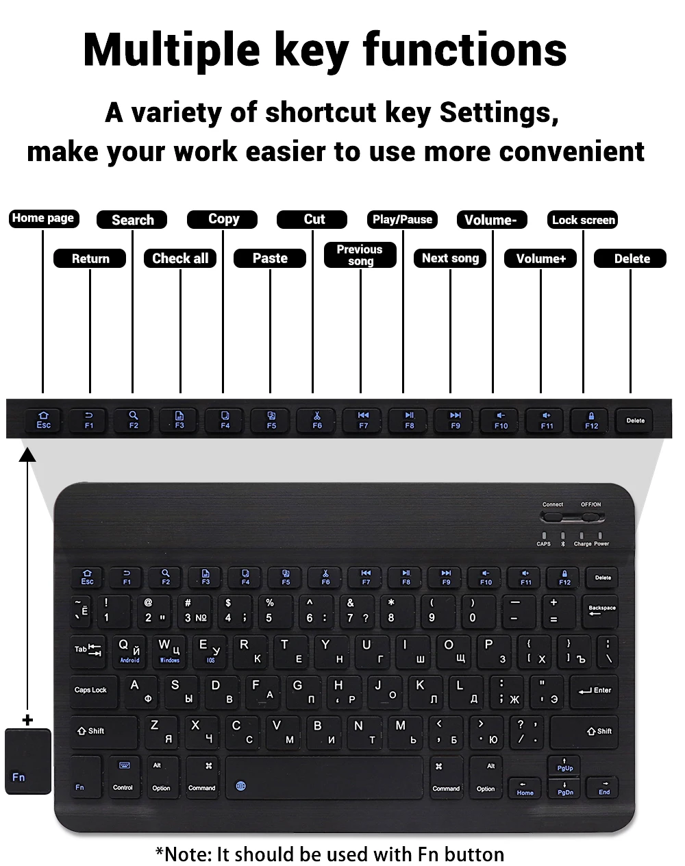 Fenomenal Teclado Inalámbrico Bluetooth para Tabletas