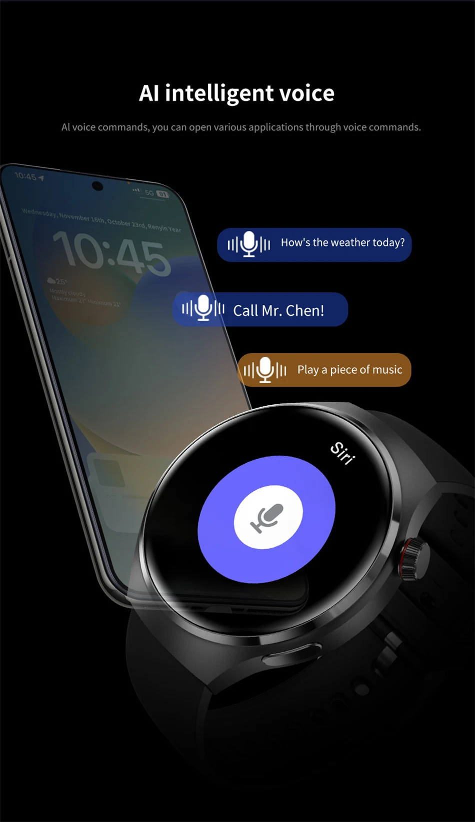 Reloj Inteligente Resistente al Agua con Monitor Cardíaca