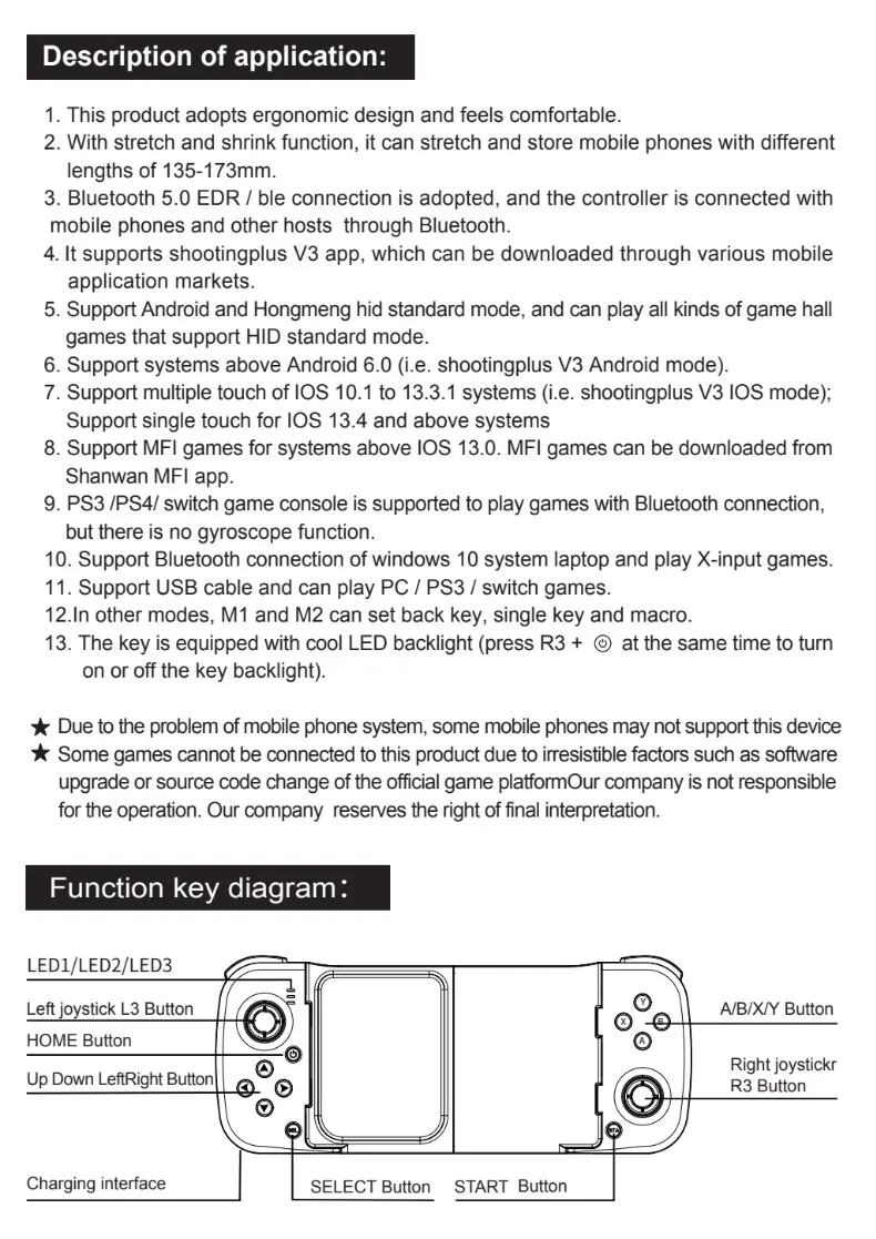 Eficaz Gamepad Ajustable Controlador De Juegos Universal