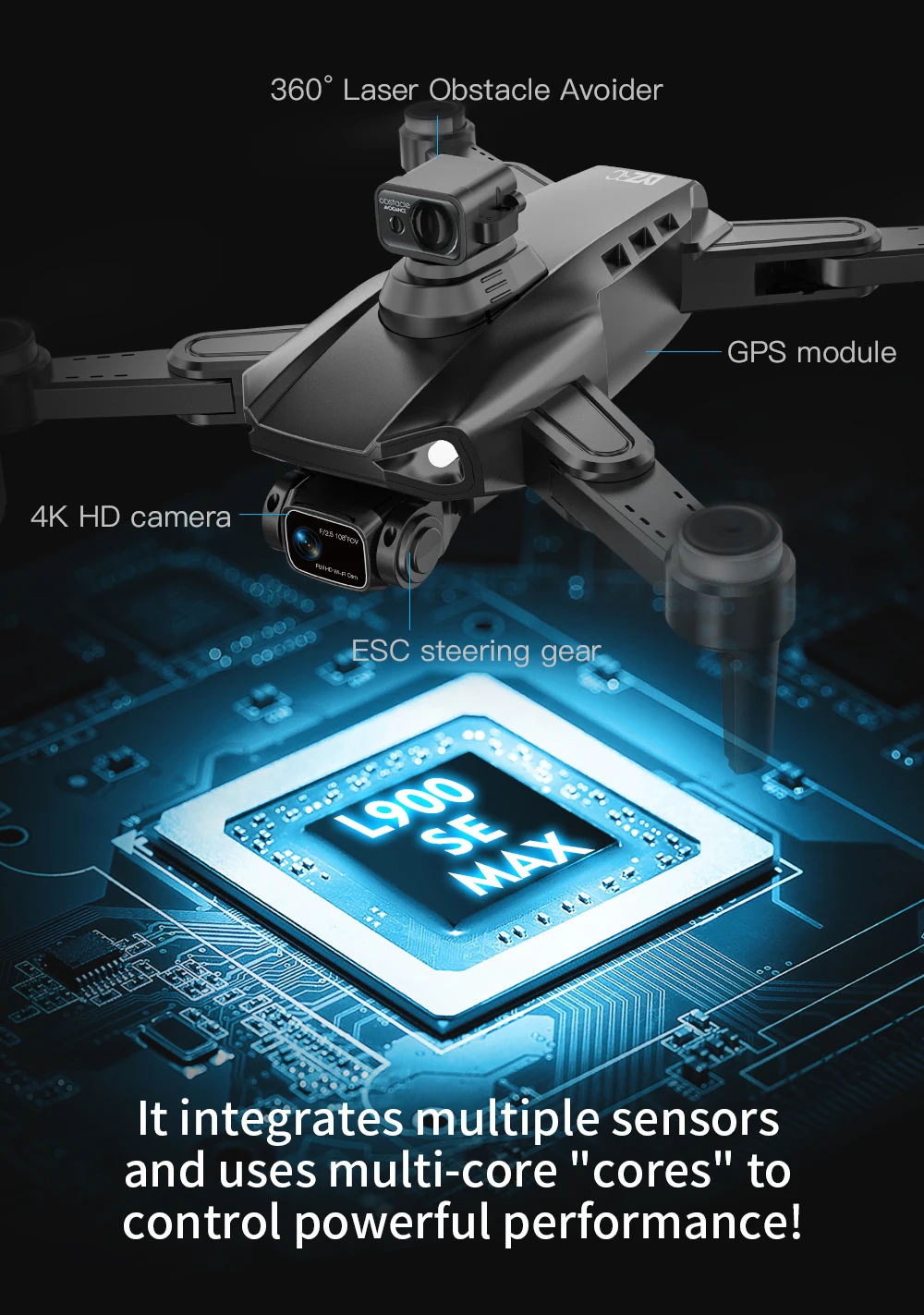 Vibrante Dron Profesional Con Cámara Hd 4K