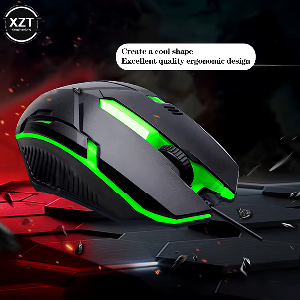 Magnífico Ratón Óptico con Cable USB y Luces RGB