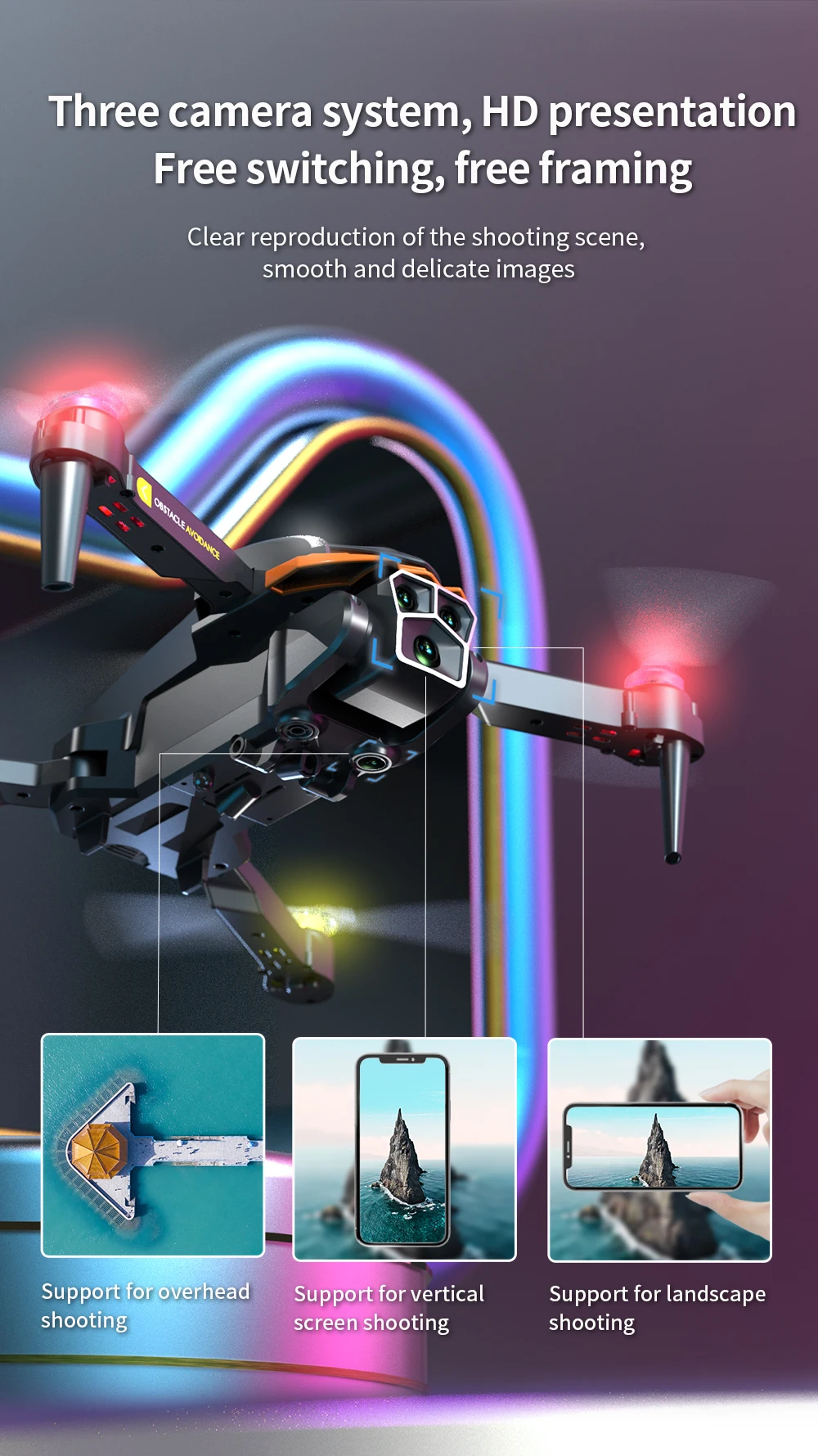 Grandioso Dron Con Tres Cámaras Para Fotografía 8K
