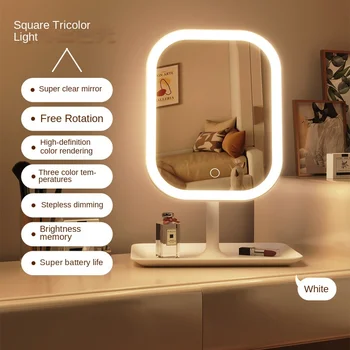 Espejo de Tocador de Escritorio con Luz LED para Maquillaje