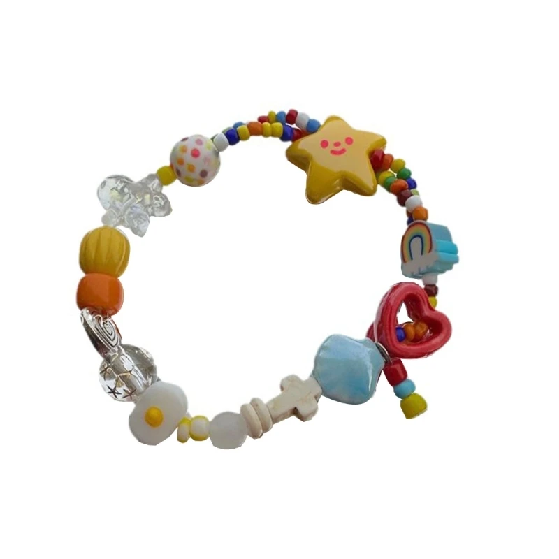 Pulsera de cuentas coloridas y elásticas simples