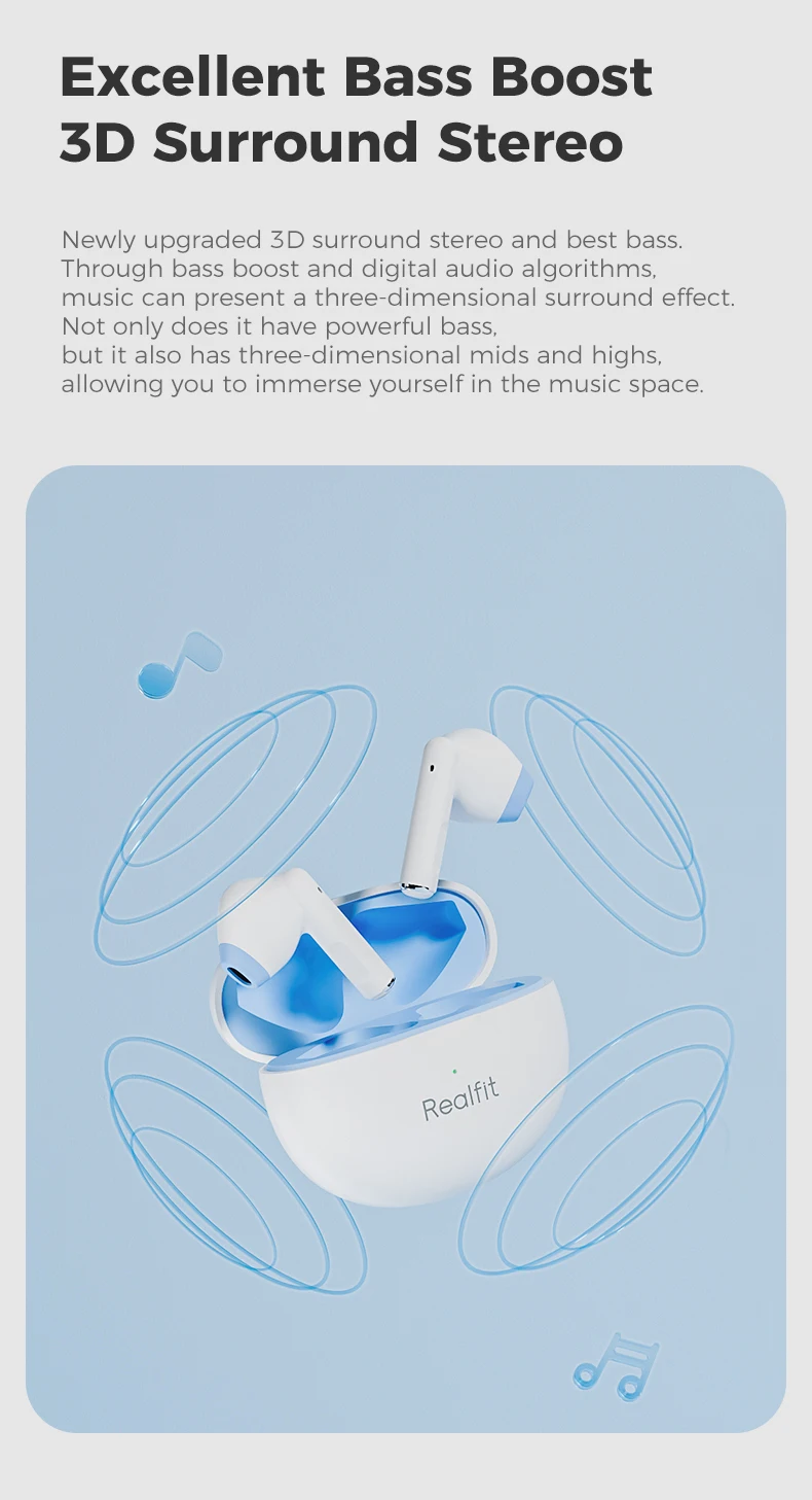 Auriculares Inalámbricos Realfit Sonido Superior Y Conexión