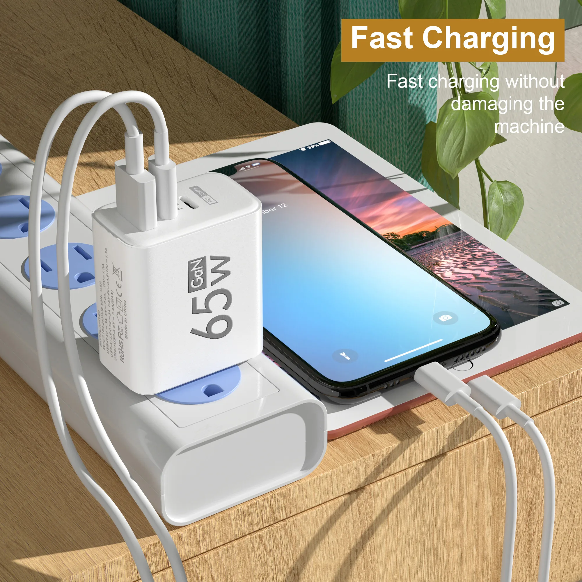 Cargador USB PD Brillante y Rápido con 3 Puertos