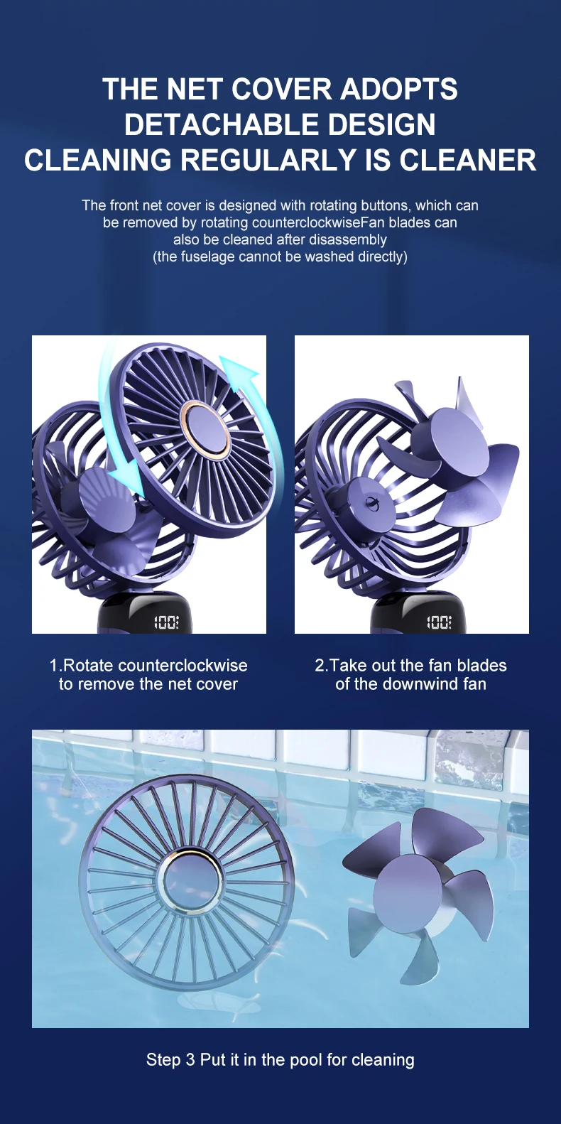 Ventilador portátil plegable extraordinariamente eficaz