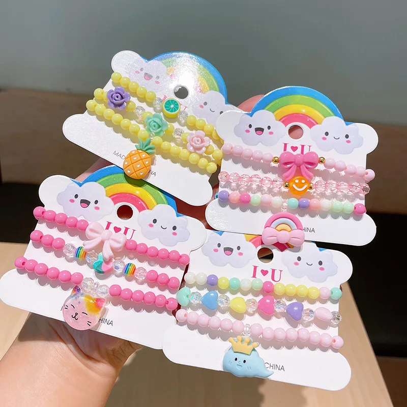 Pulseras de resina coloridas para niñas pequeñas