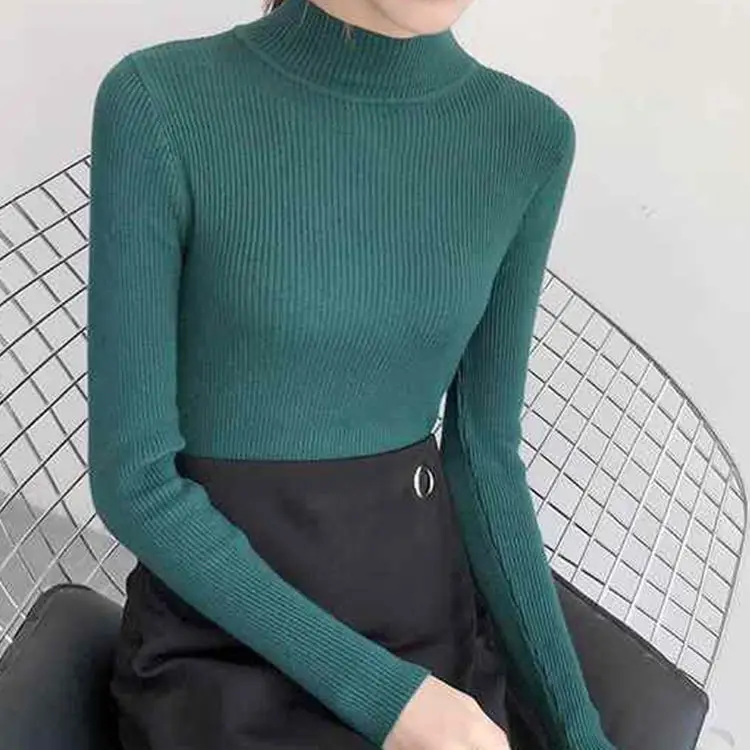 Nuevo Suéter de Cuello Simulado para Mujer