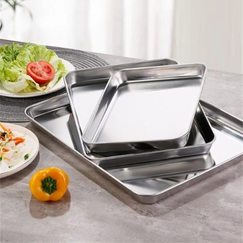 Bandejas rectangulares de cocina de acero inoxidable