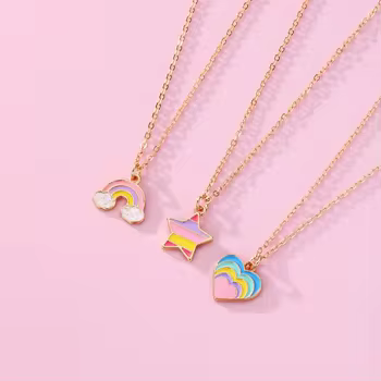 Arco Iris estrella de cinco puntas aleación en forma de corazón