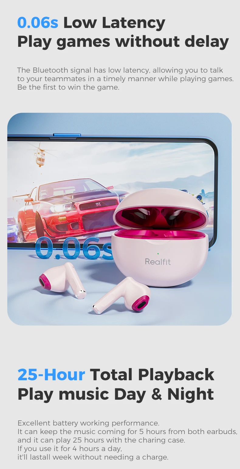 Auriculares Inalámbricos Realfit Sonido Superior Y Conexión