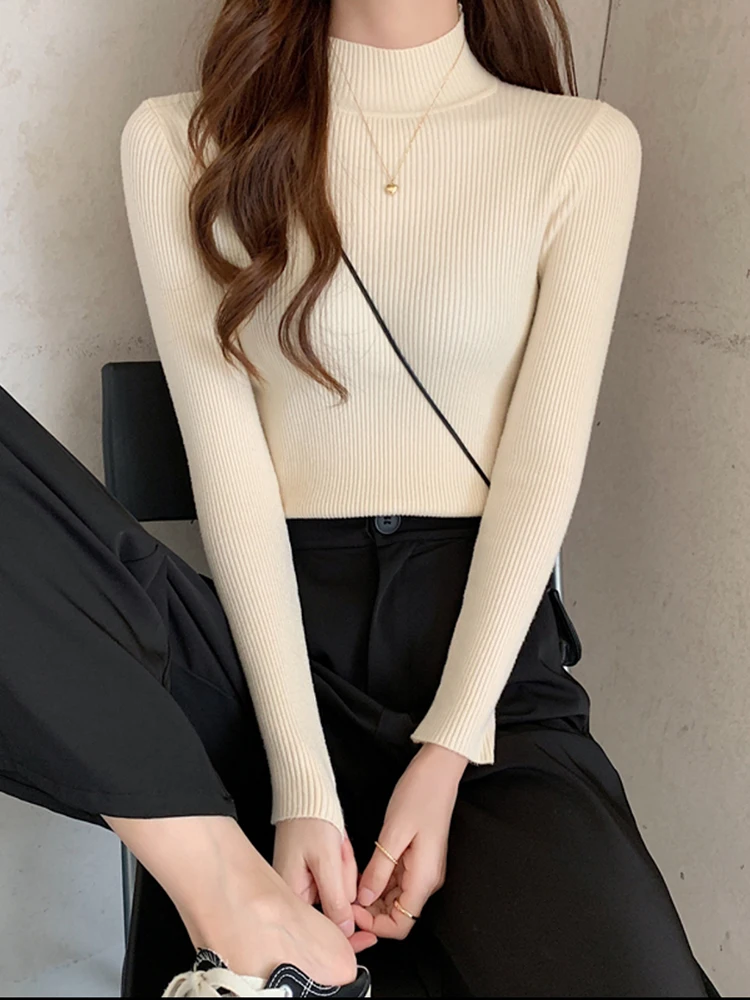 Nuevo Suéter de Cuello Simulado para Mujer