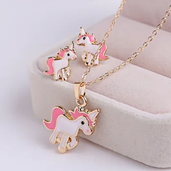 Conjunto de pulsera collar pendiente de poni para niños