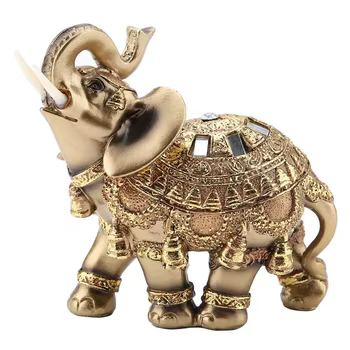 Estatua de elefante dorado Feng Shui de la suerte