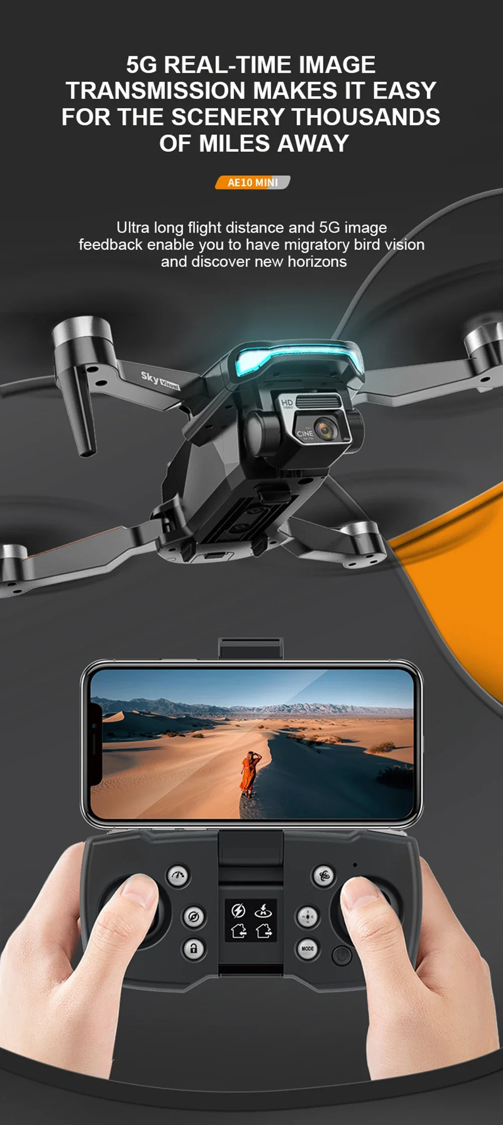 Grandioso Dron Con Tres Cámaras Para Fotografía 8K