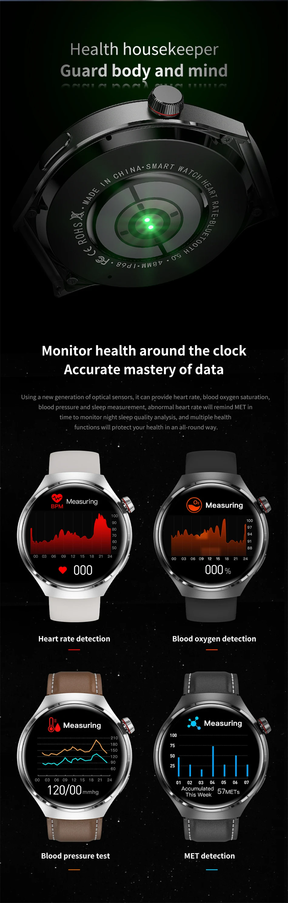 Reloj Inteligente Resistente al Agua con Monitor Cardíaca
