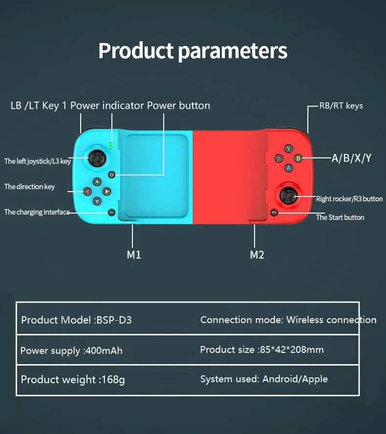 Eficaz Gamepad Ajustable Controlador De Juegos Universal