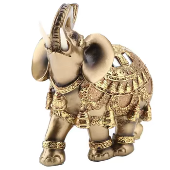 Estatua de elefante dorado Feng Shui de la suerte