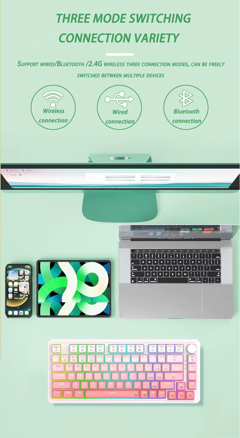 Novedoso Teclado Mecánico Inalámbrico con Bluetooth