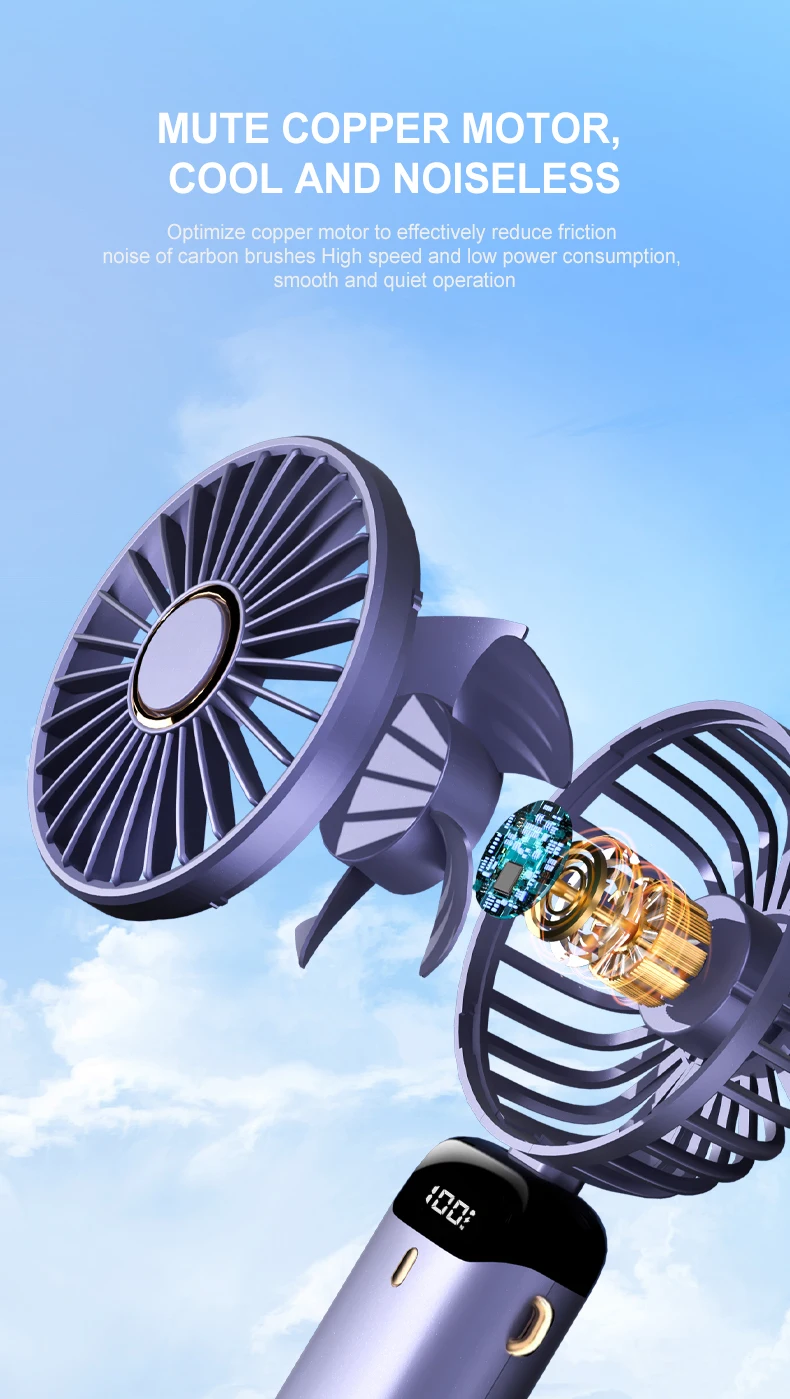 Ventilador portátil plegable extraordinariamente eficaz