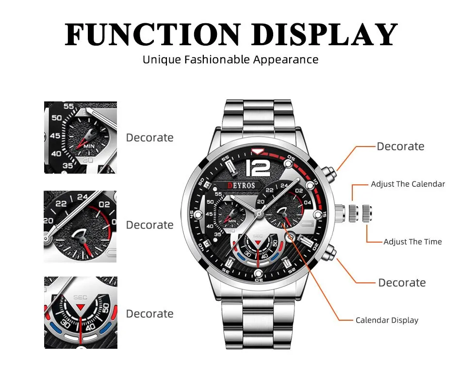 Fabuloso Reloj De Muñeca De Cuarzo Para Caballero