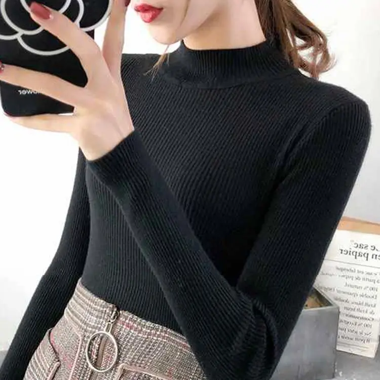 Nuevo Suéter de Cuello Simulado para Mujer