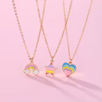 Arco Iris estrella de cinco puntas aleación en forma de corazón