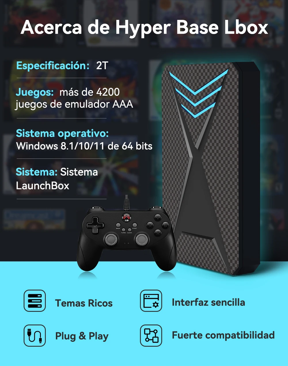 Pionero Consola De Juegos Portátil Launchbox Para Ordenador