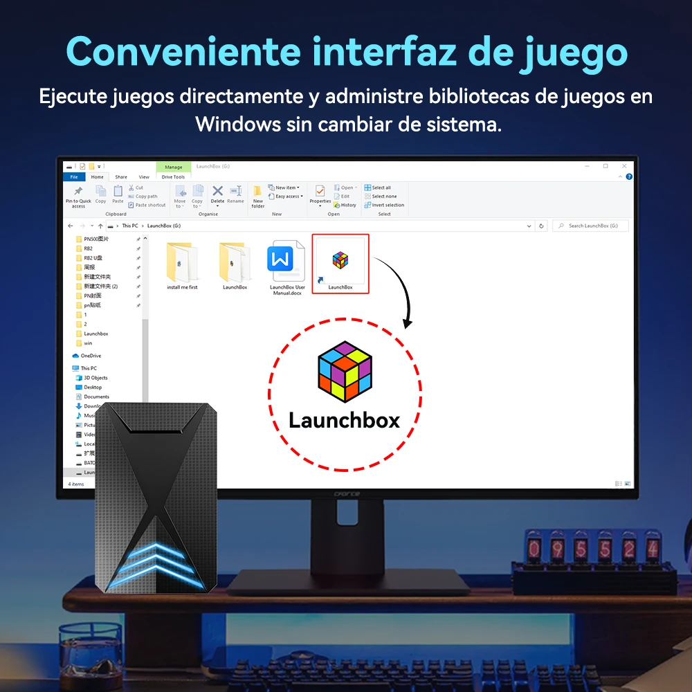 Pionero Consola De Juegos Portátil Launchbox Para Ordenador