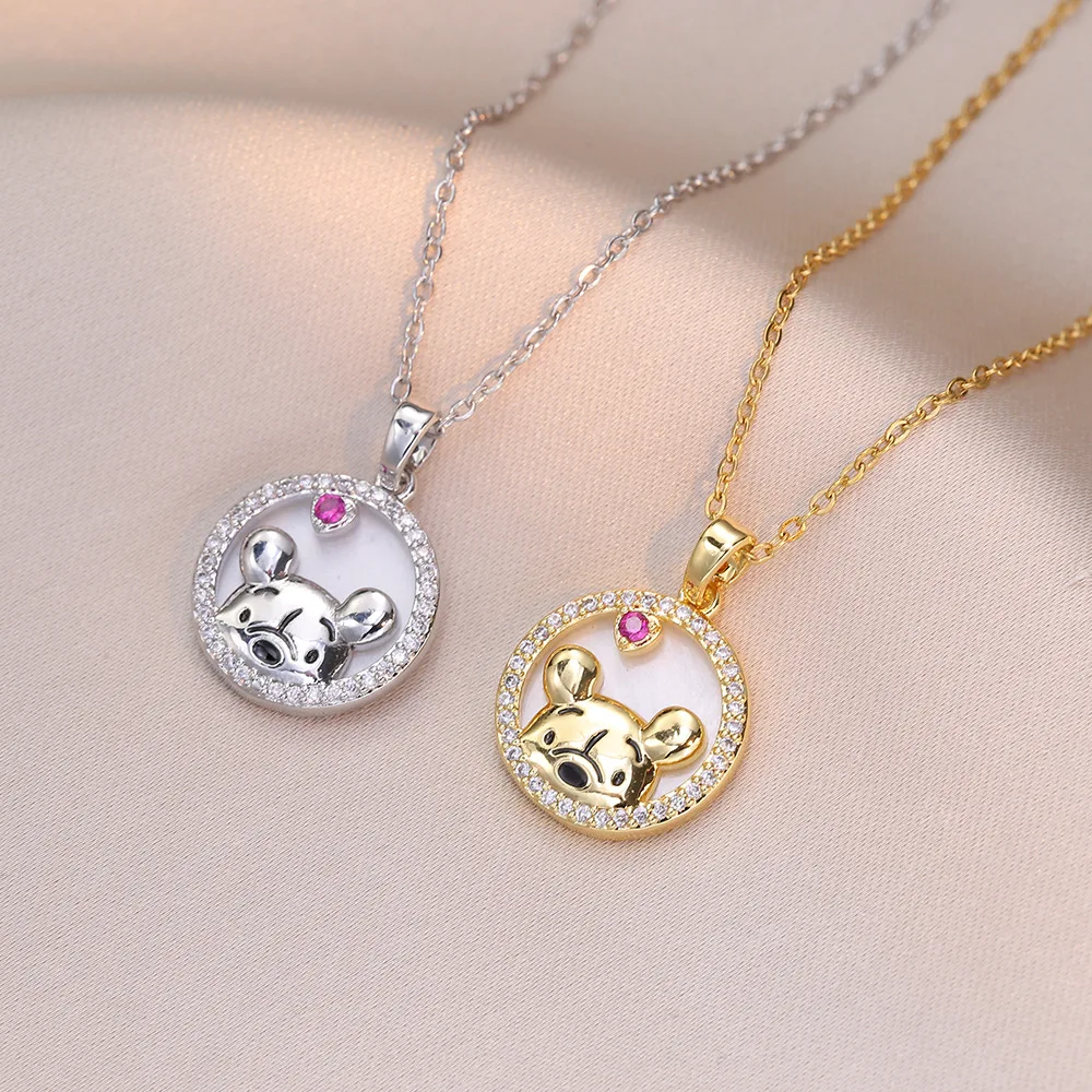 Collares con colgante de oso de Winnie Pooh de circonita