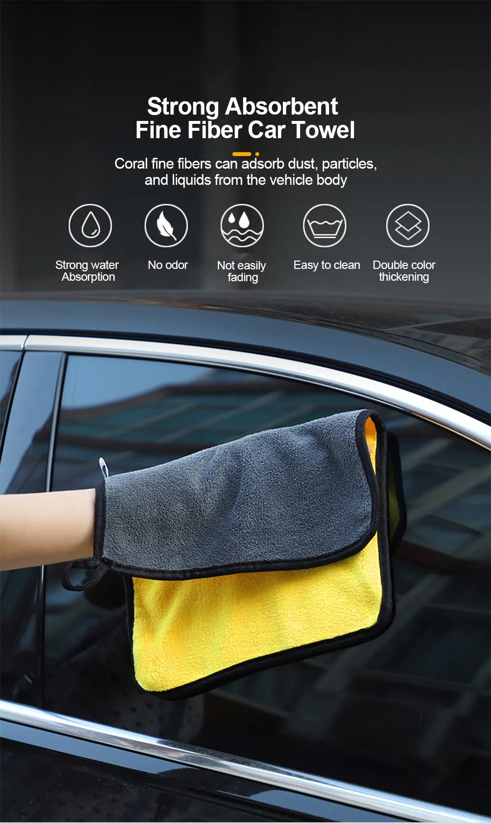 Toalla De Microfibra Ultra Absorbente Para Cuidado De Coche