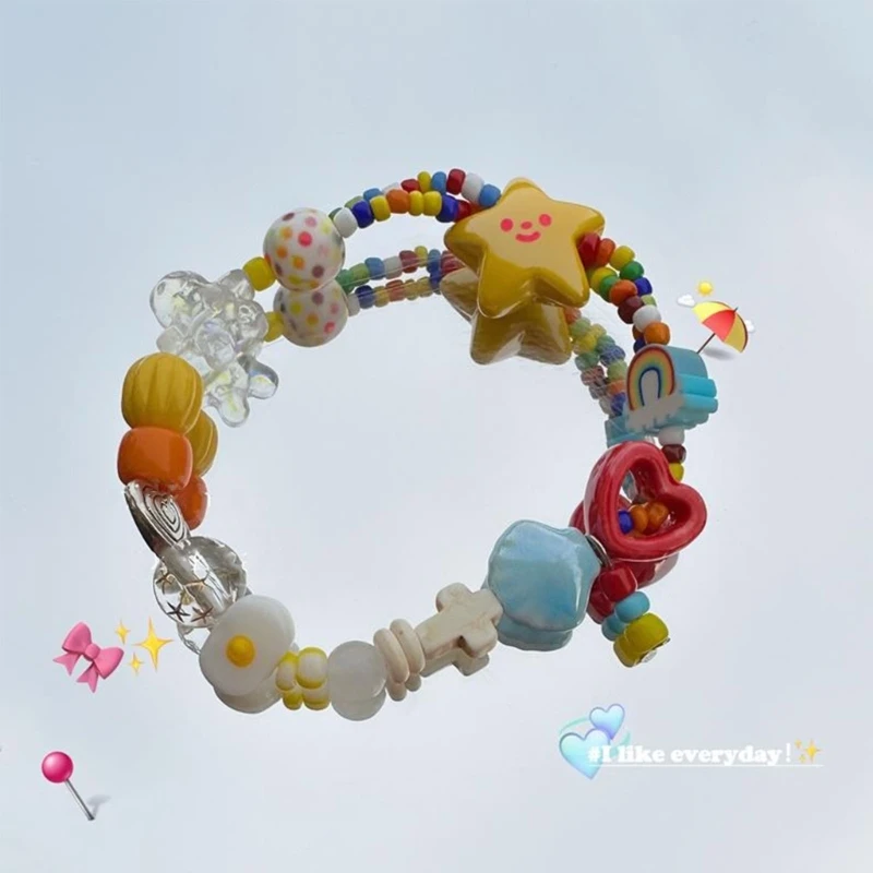 Pulsera de cuentas coloridas y elásticas simples
