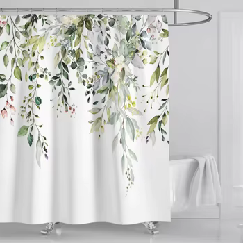 Cortina de ducha con decoración floral para baño