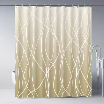 Cortina de ducha de baño moderna a rayas en blanco y negro