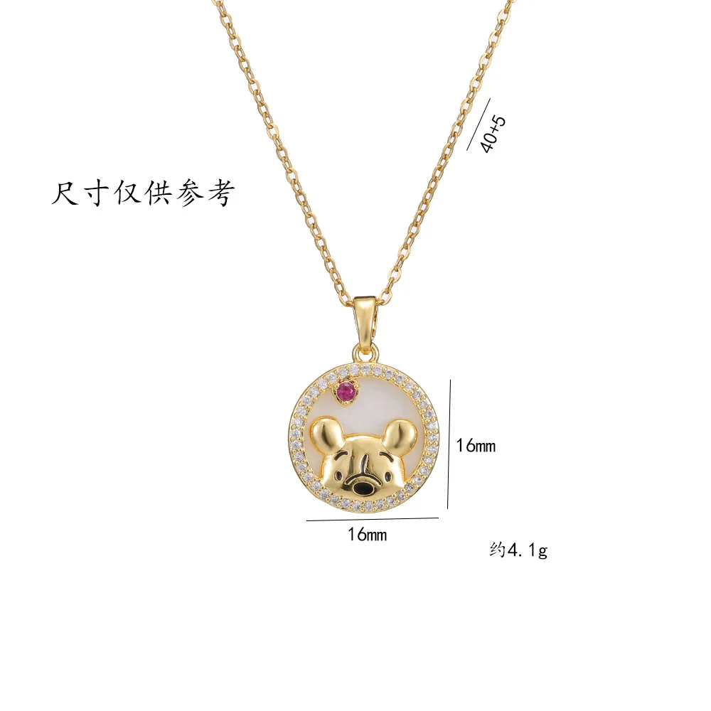 Collares con colgante de oso de Winnie Pooh de circonita