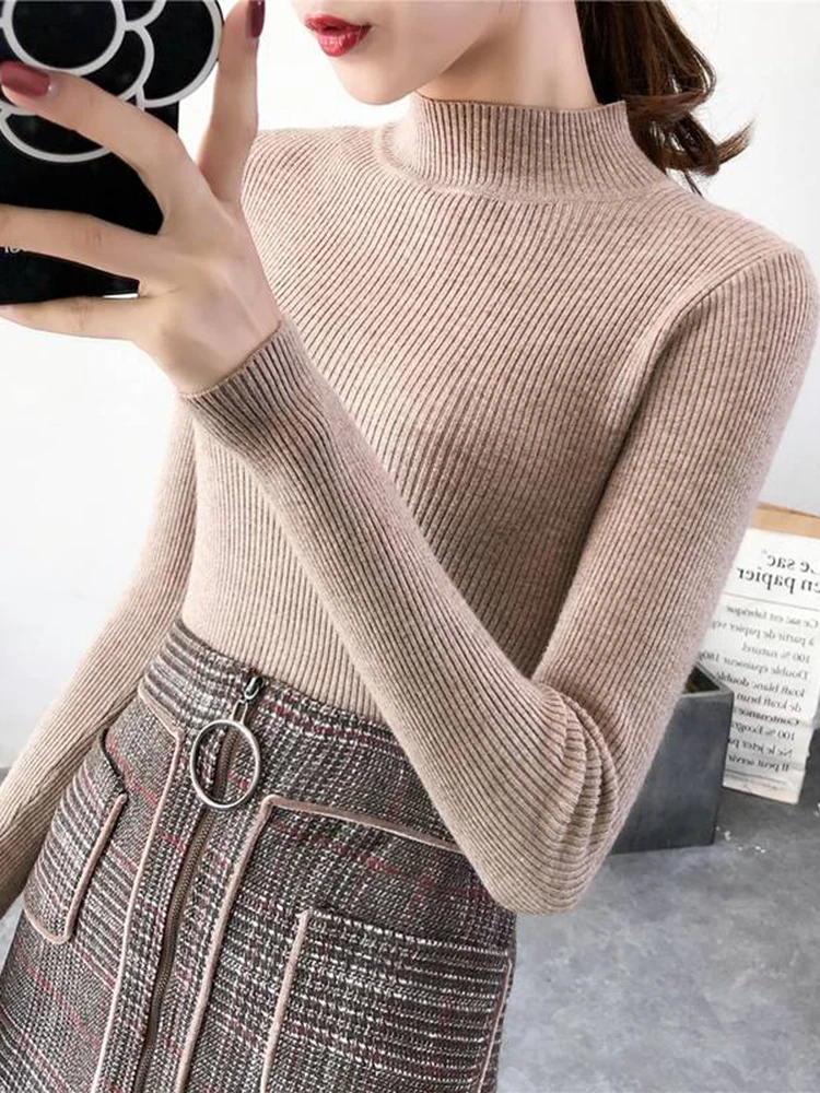 Nuevo Suéter de Cuello Simulado para Mujer