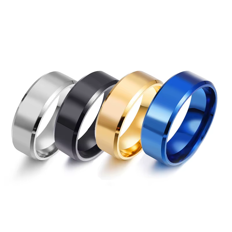 Nuevo Sortija de acero inoxidable brillante, elegante