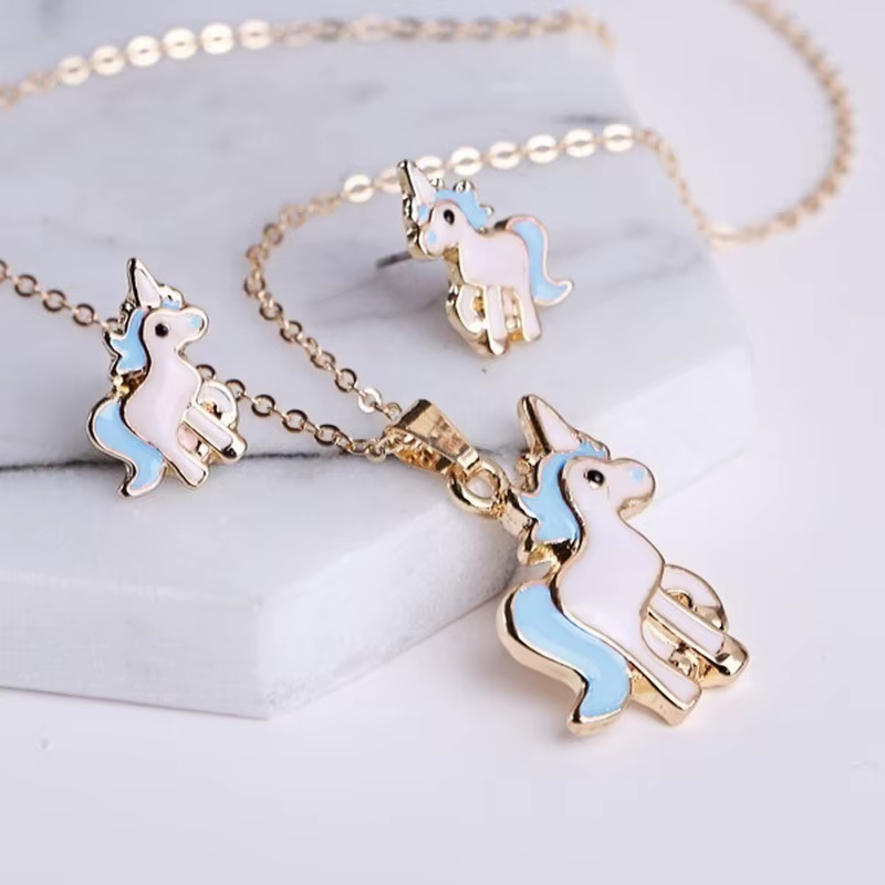 Conjunto de pulsera collar pendiente de poni para niños