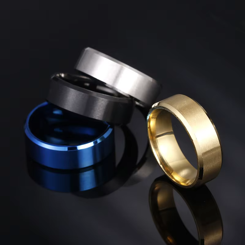 Nuevo Sortija de acero inoxidable brillante, elegante