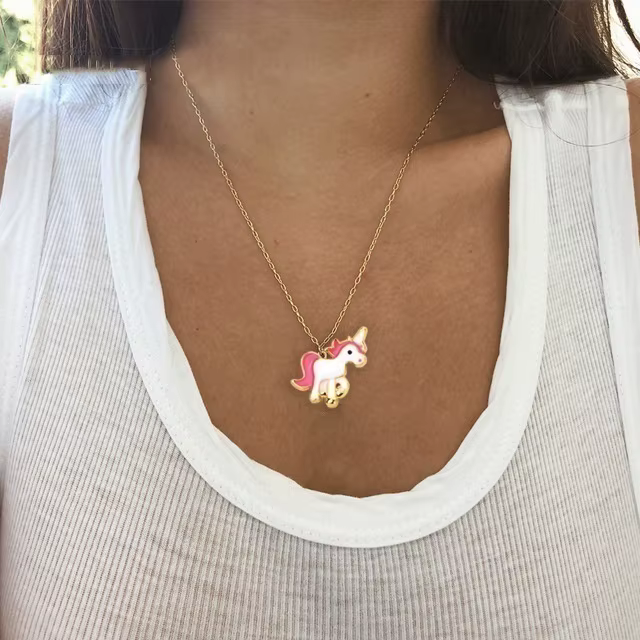 Conjunto de pulsera collar pendiente de poni para niños
