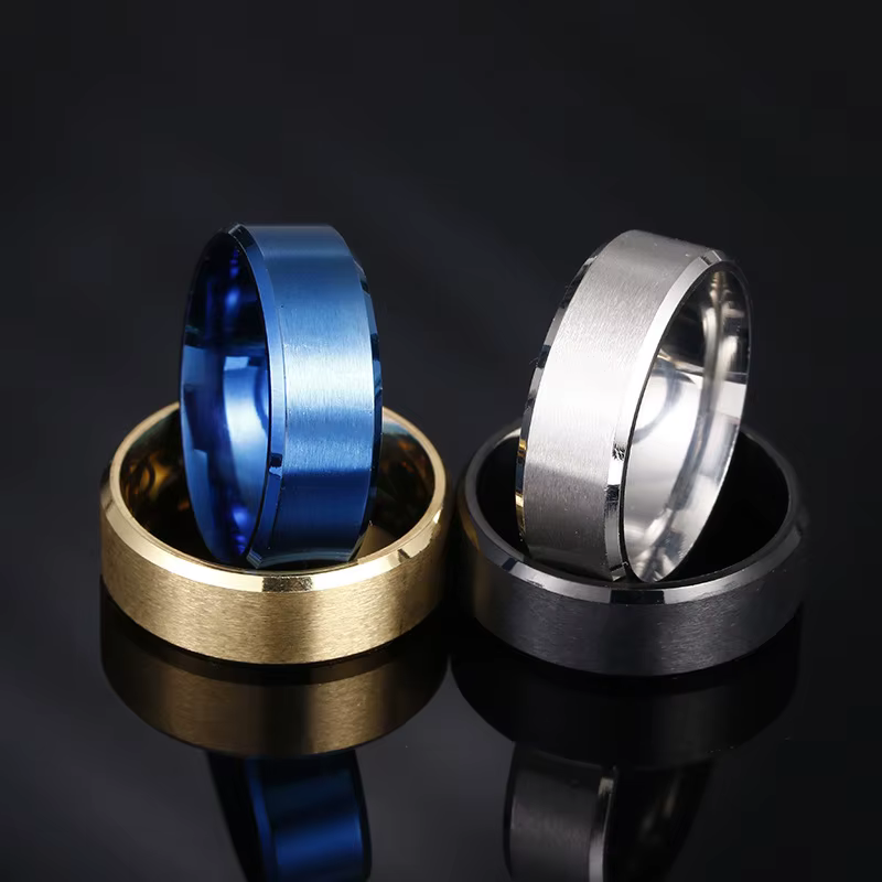 Nuevo Sortija de acero inoxidable brillante, elegante